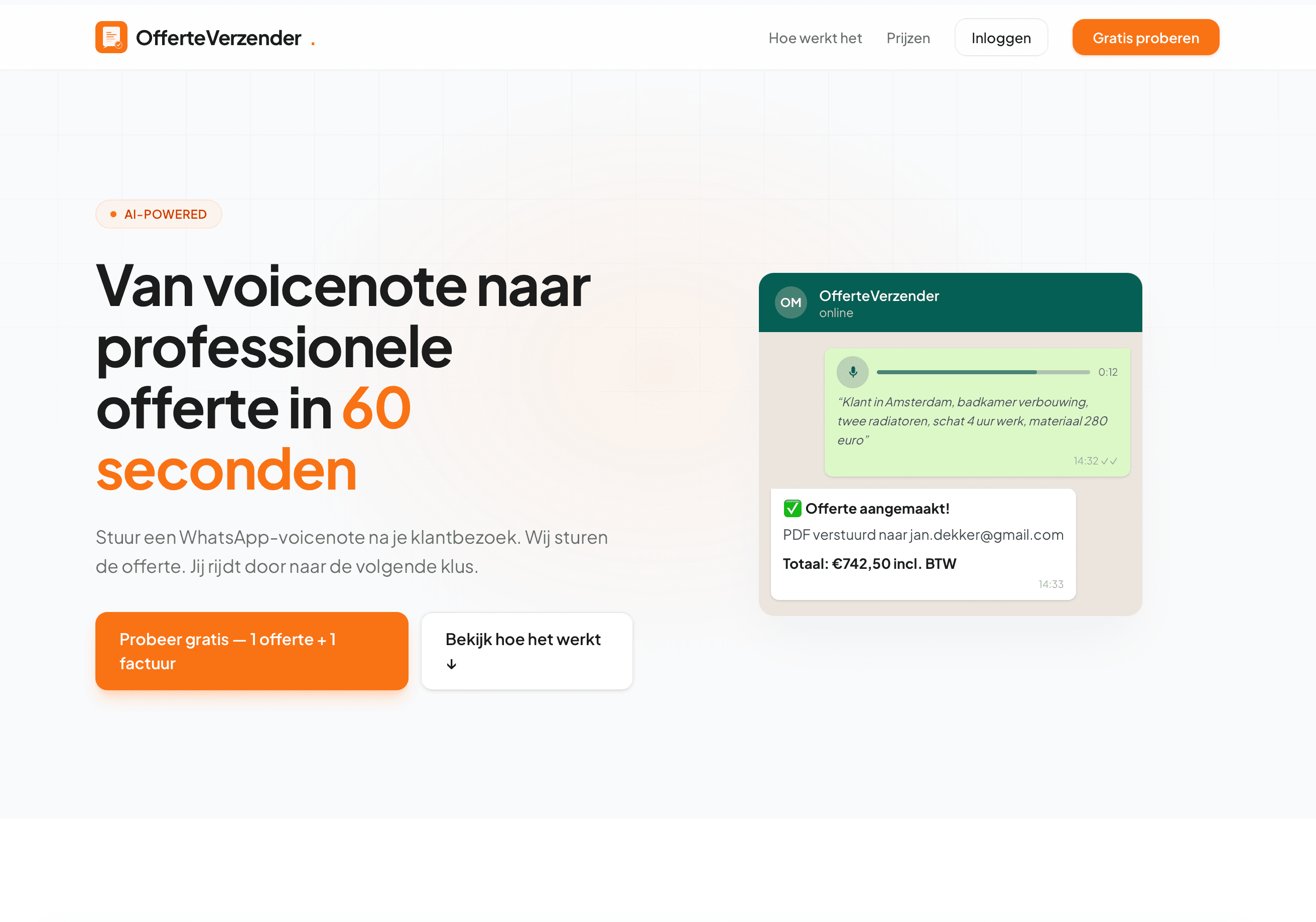 Dashboard van Offerte Verzender