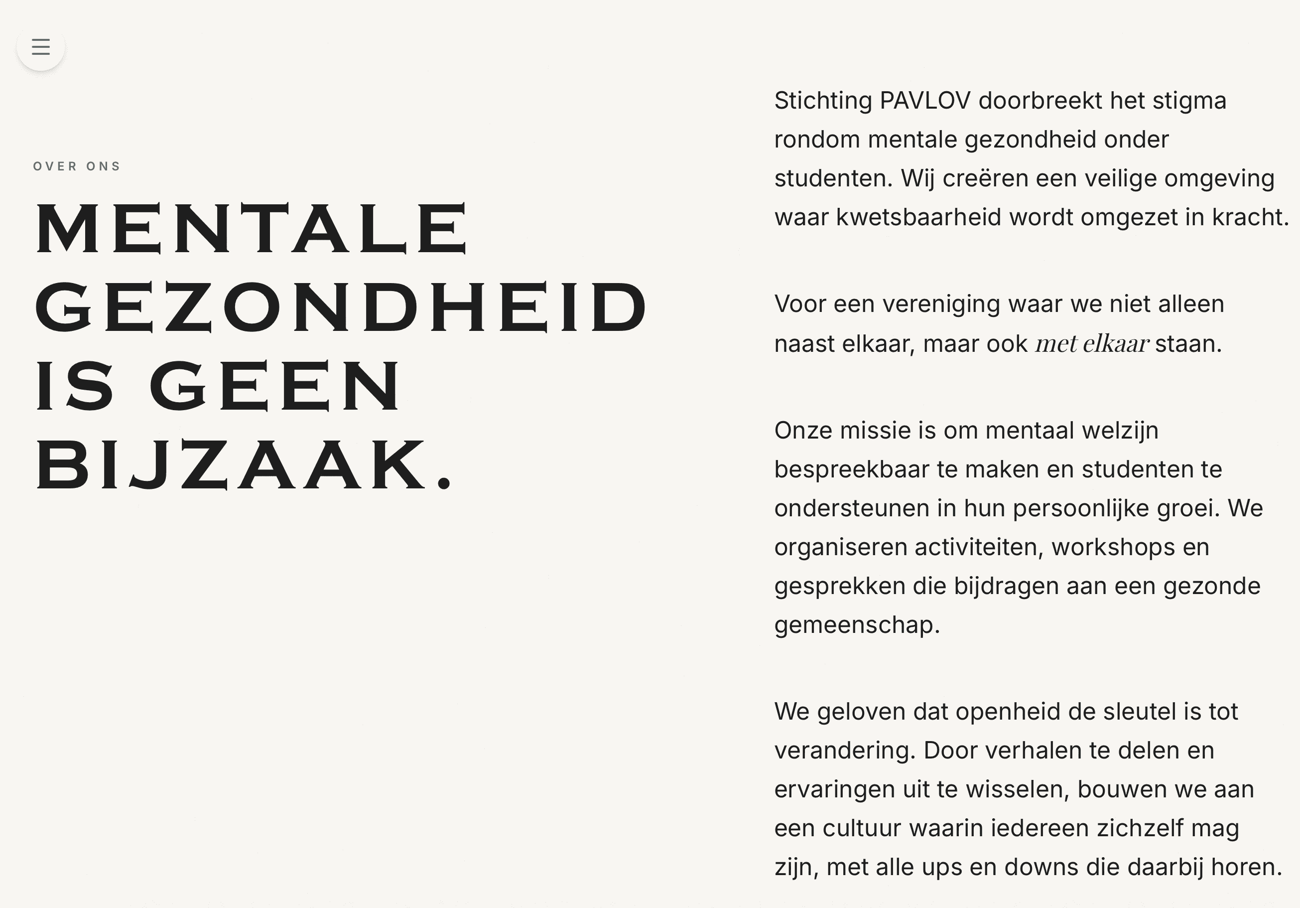 Informatiepagina van Stichting Pavlov